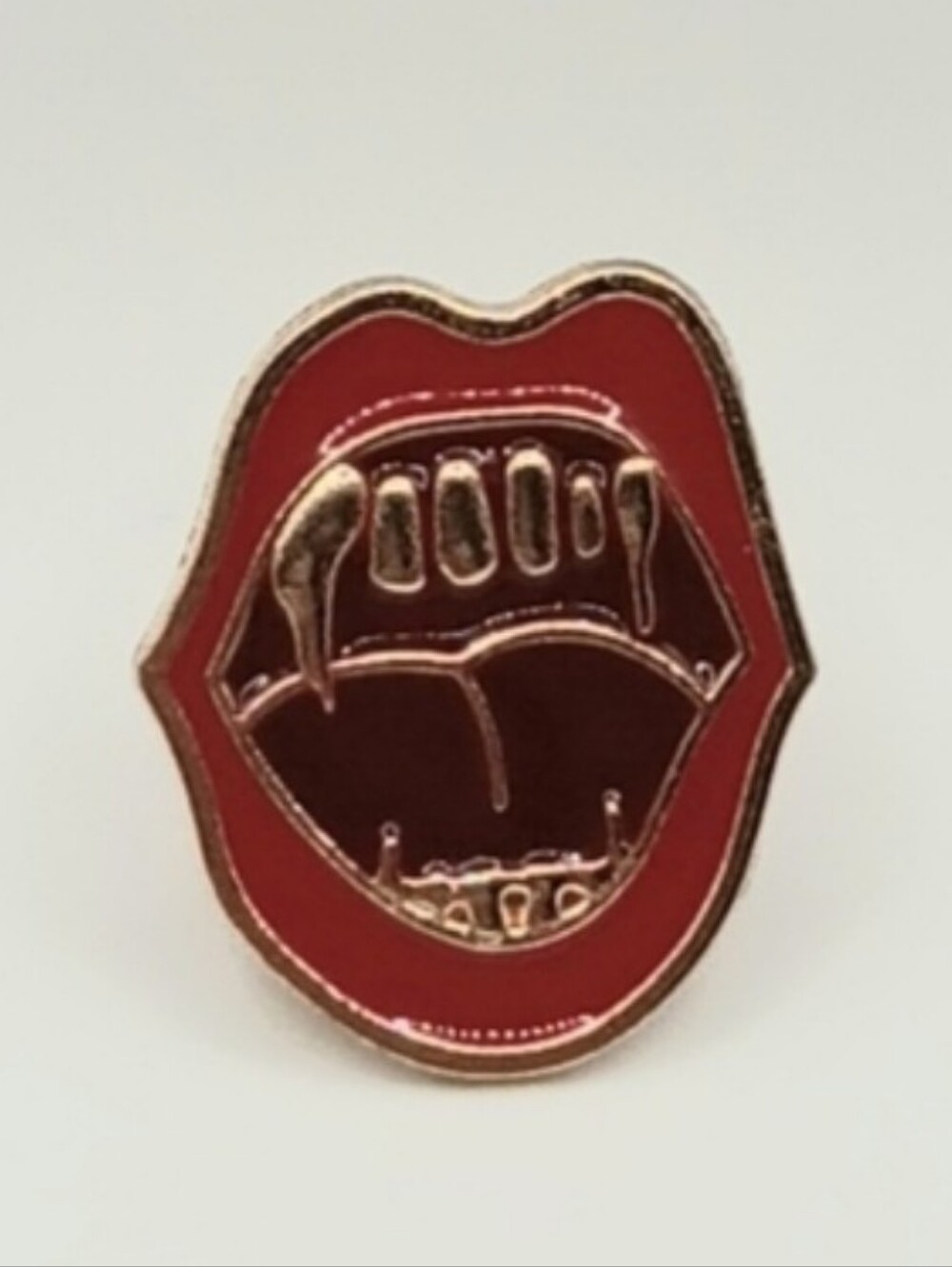 Toothy Red Lip Vampire Mouth Metal Enamel Jacket Pin, Punk Goth Grunge New
